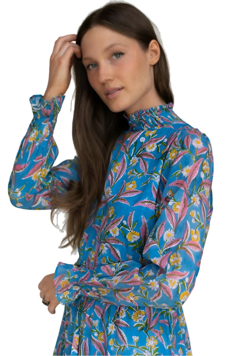 blue chrysanthemum satin lucybella maxi dress 2 Bella Maxi Dress, in Steel Blue Luxe Satin, Size: XL | Show Me Your Mumu