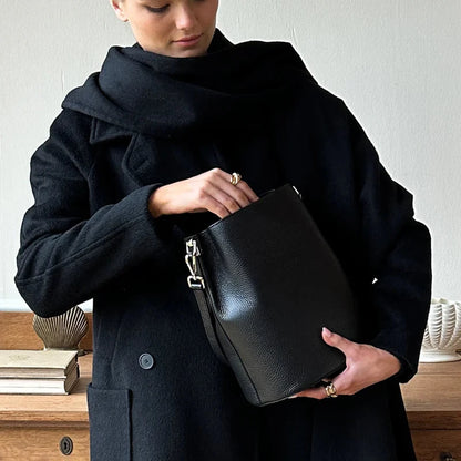 Scarf Coat - Black Wool