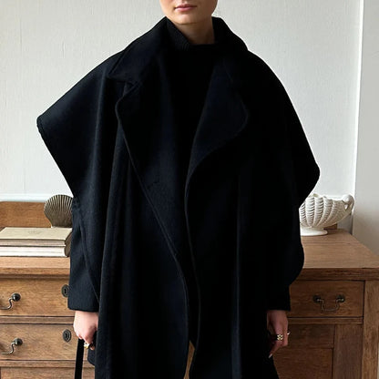 Scarf Coat - Black Wool
