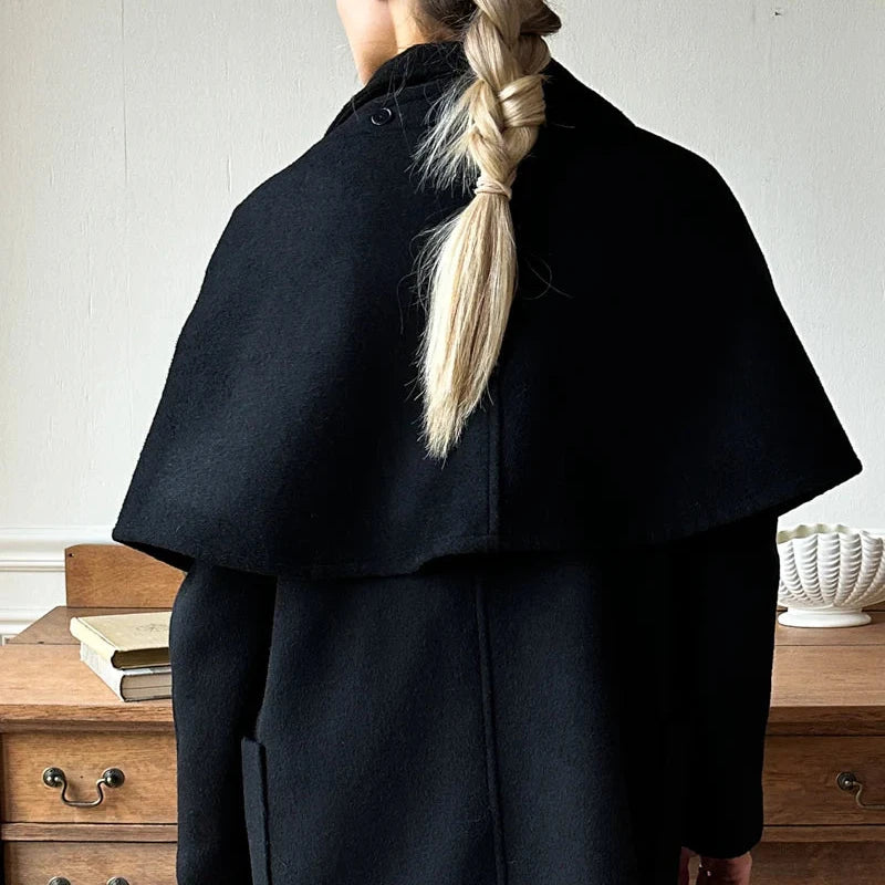 Scarf Coat - Black Wool
