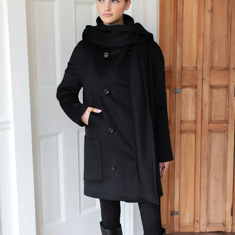 Scarf Coat - Black Wool