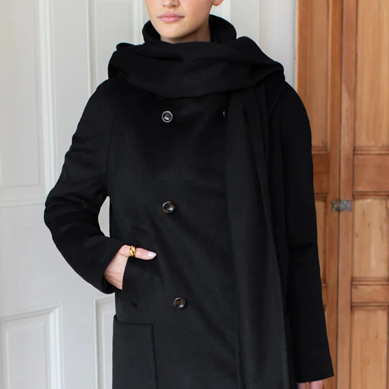 Scarf Coat - Black Wool