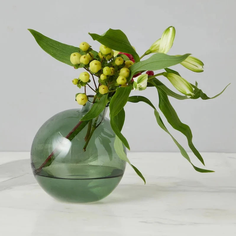 Glass Sphere Bud Vase - Spruce Green