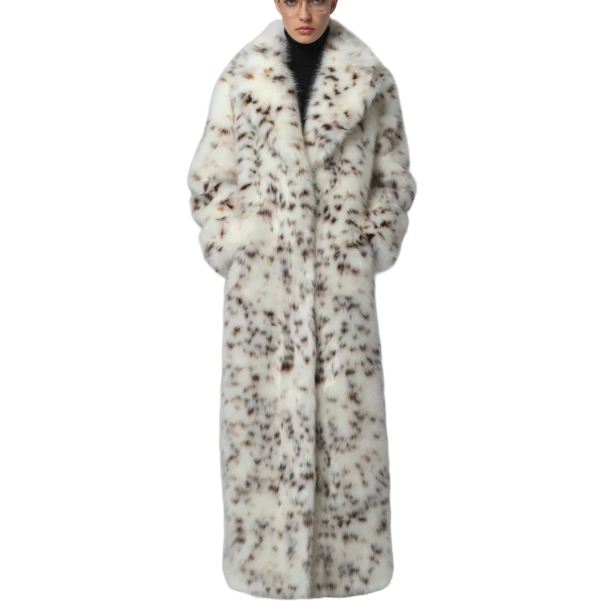 Gabrielle Snow Leopard Maxi Coat