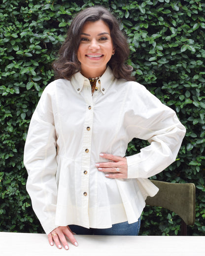 Stretch Cotton Peplum Shirt