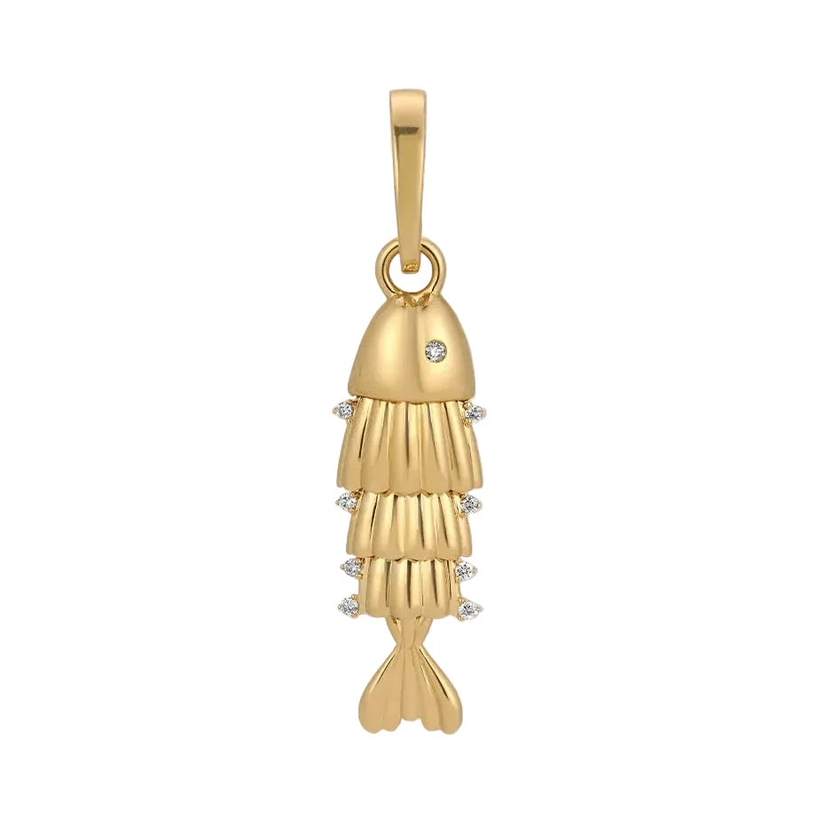 Groovy Diamond Fish Hinged Charm
