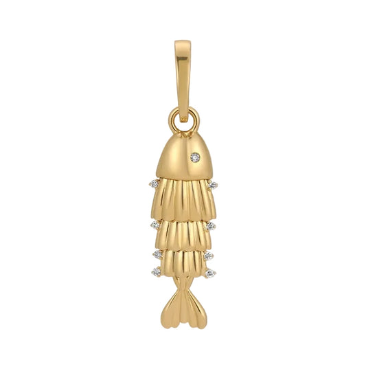 Groovy Diamond Fish Hinged Charm