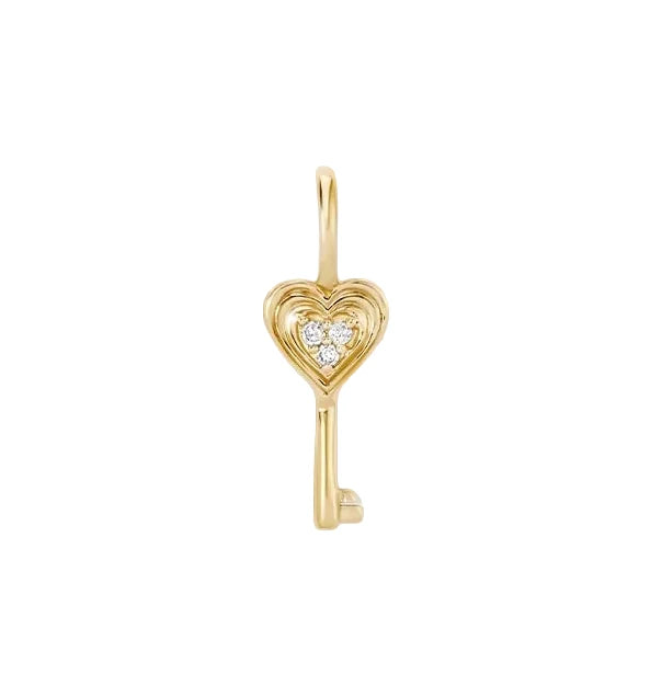 Groovy Diamond Heart Key Mini Charm