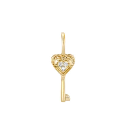 Groovy Diamond Heart Key Mini Charm