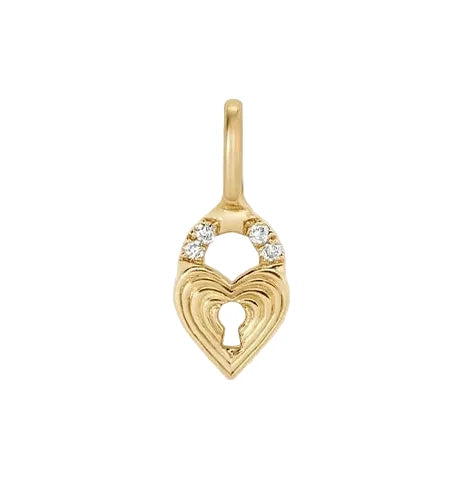 Groovy Diamond Heart Padlock Mini Charm