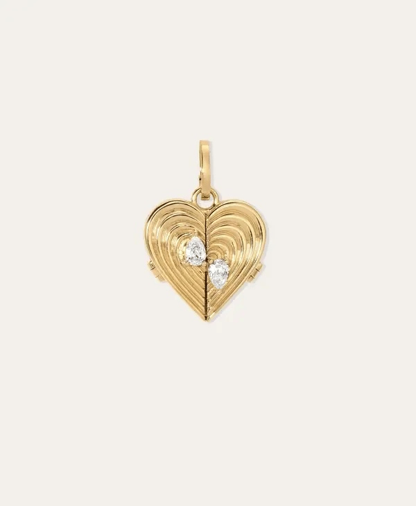 Groovy Heart Locket Hinged Charm - Lab Grown