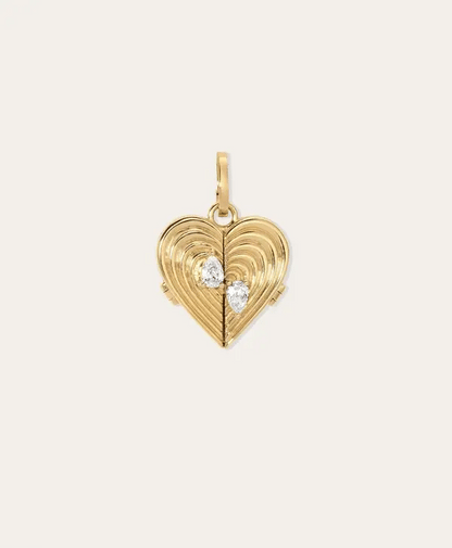 Groovy Heart Locket Hinged Charm - Lab Grown