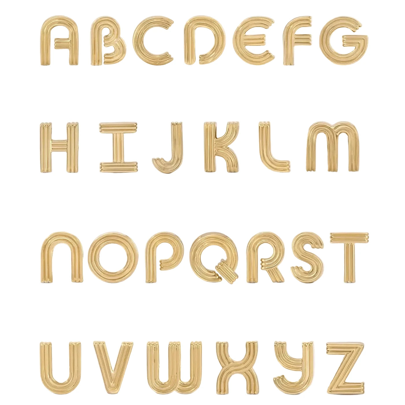 Groovy Initial Mini Bead - Yellow Gold