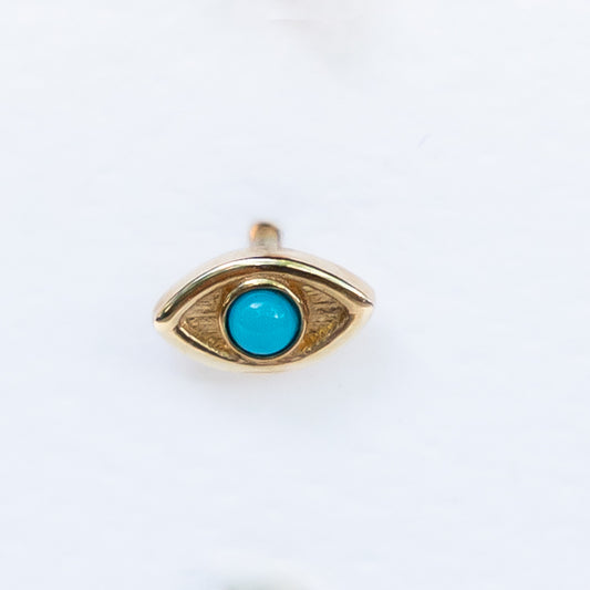 14k Turquoise Eye Single Stud