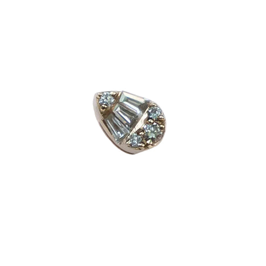 14k Illusion Tear Single Stud