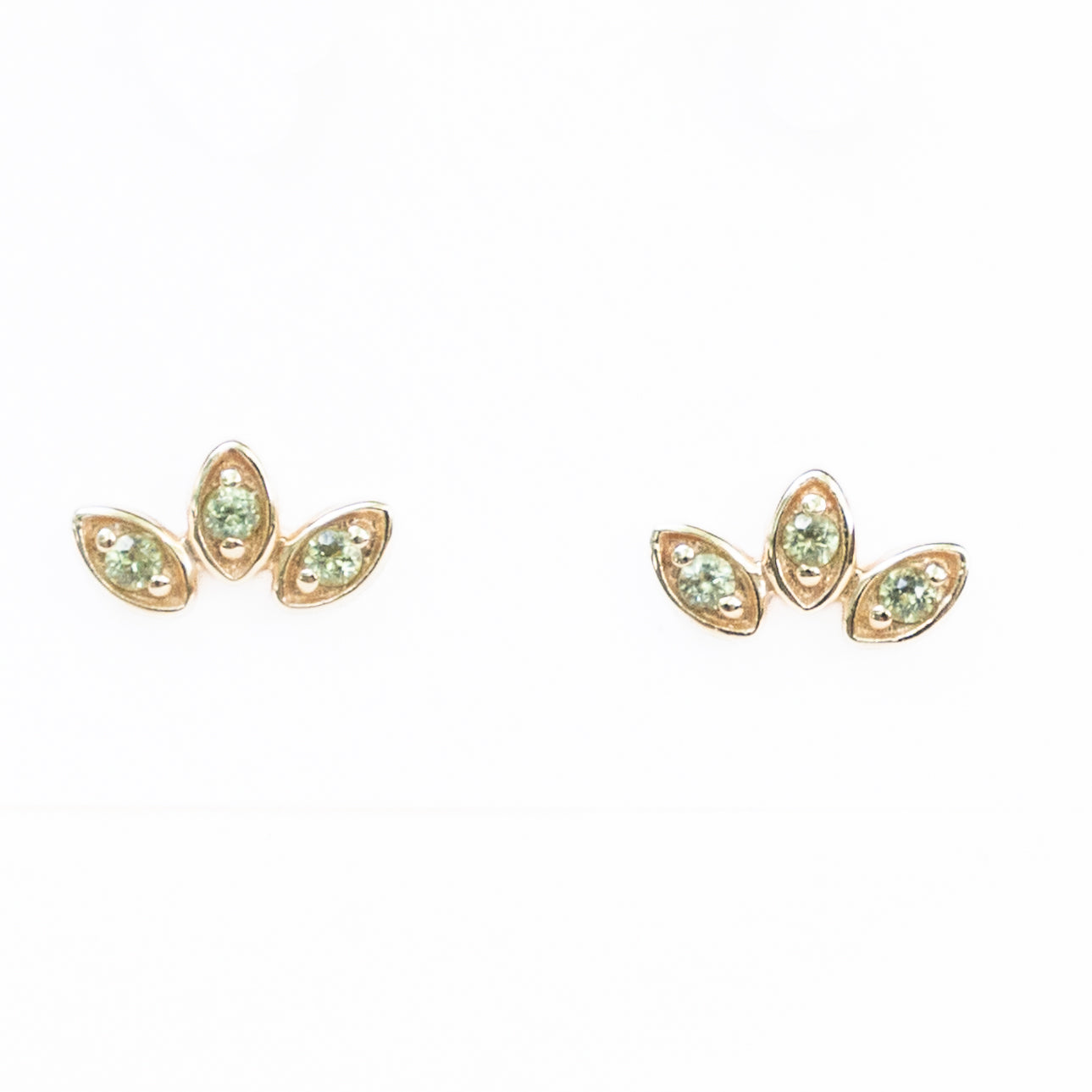 14k Peridot Leaf Crawler Studs