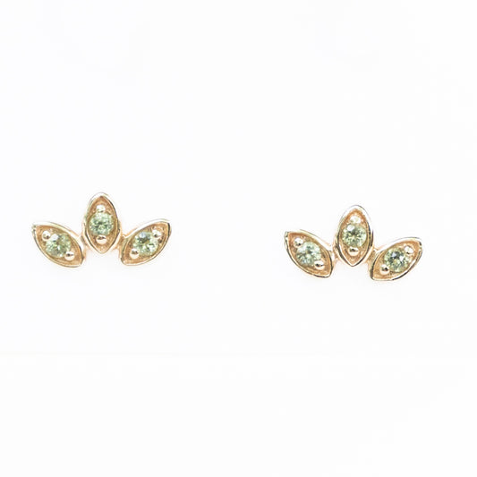 14k Peridot Leaf Crawler Studs