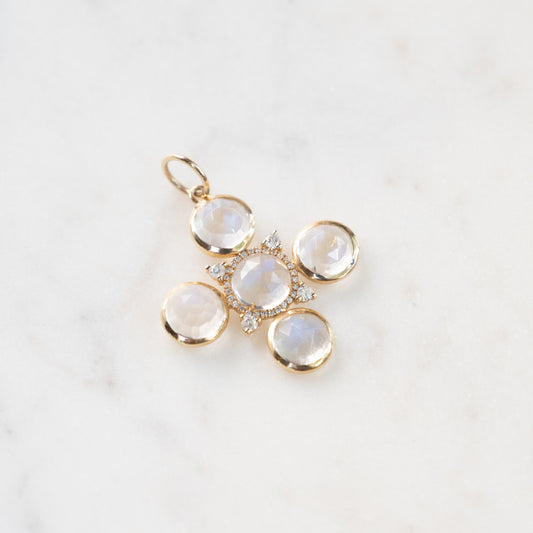 14k Moonstone Pinwheel Pendant