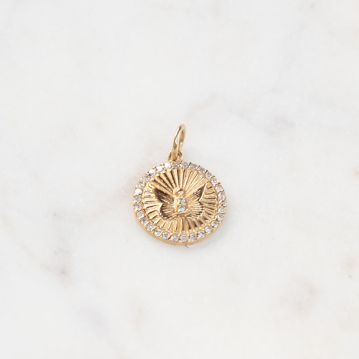 14k Butterfly Disc Pendant