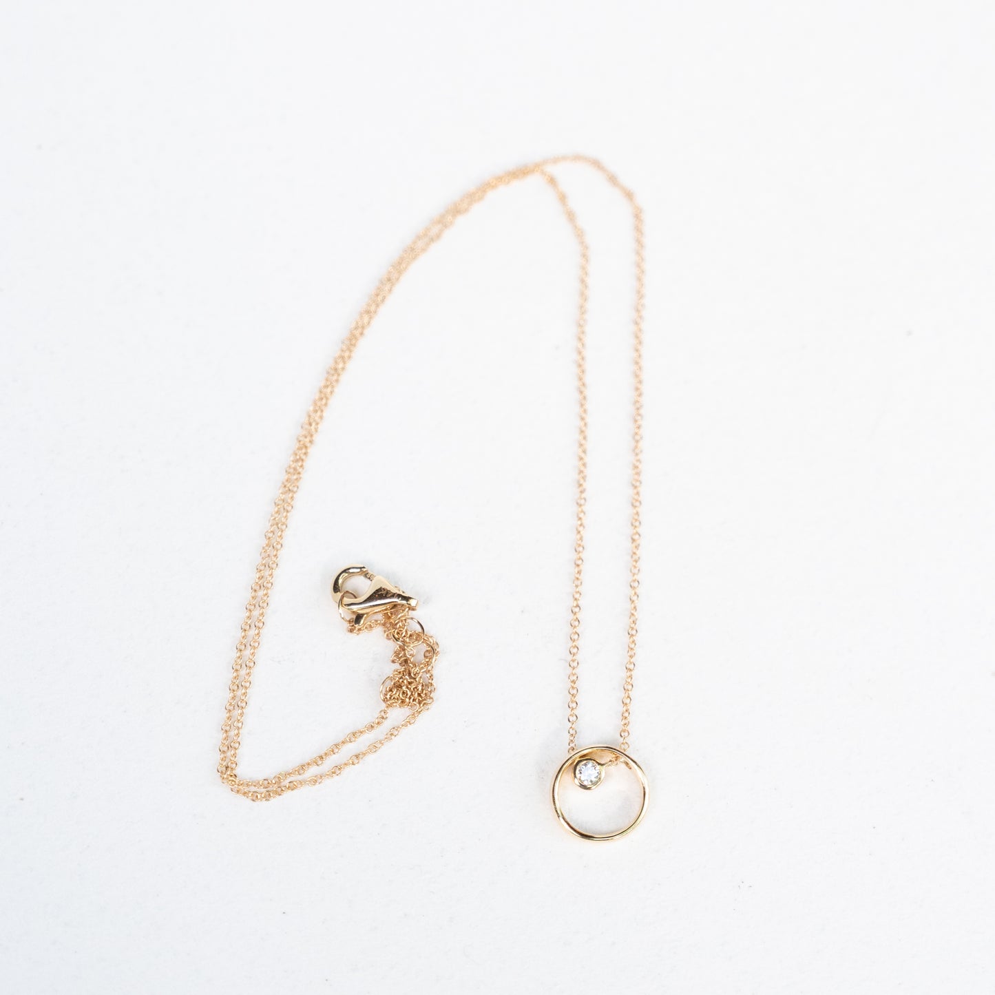 14k Floating Diamond Circle Necklace