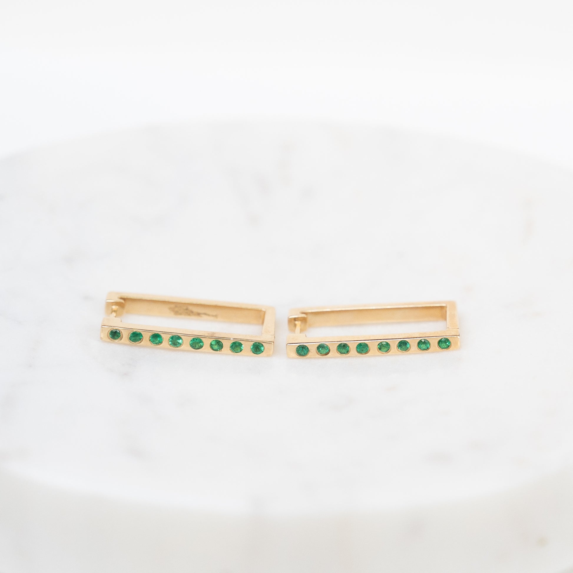 14k Reversible Emerald/Diamond Rectangle Hoop