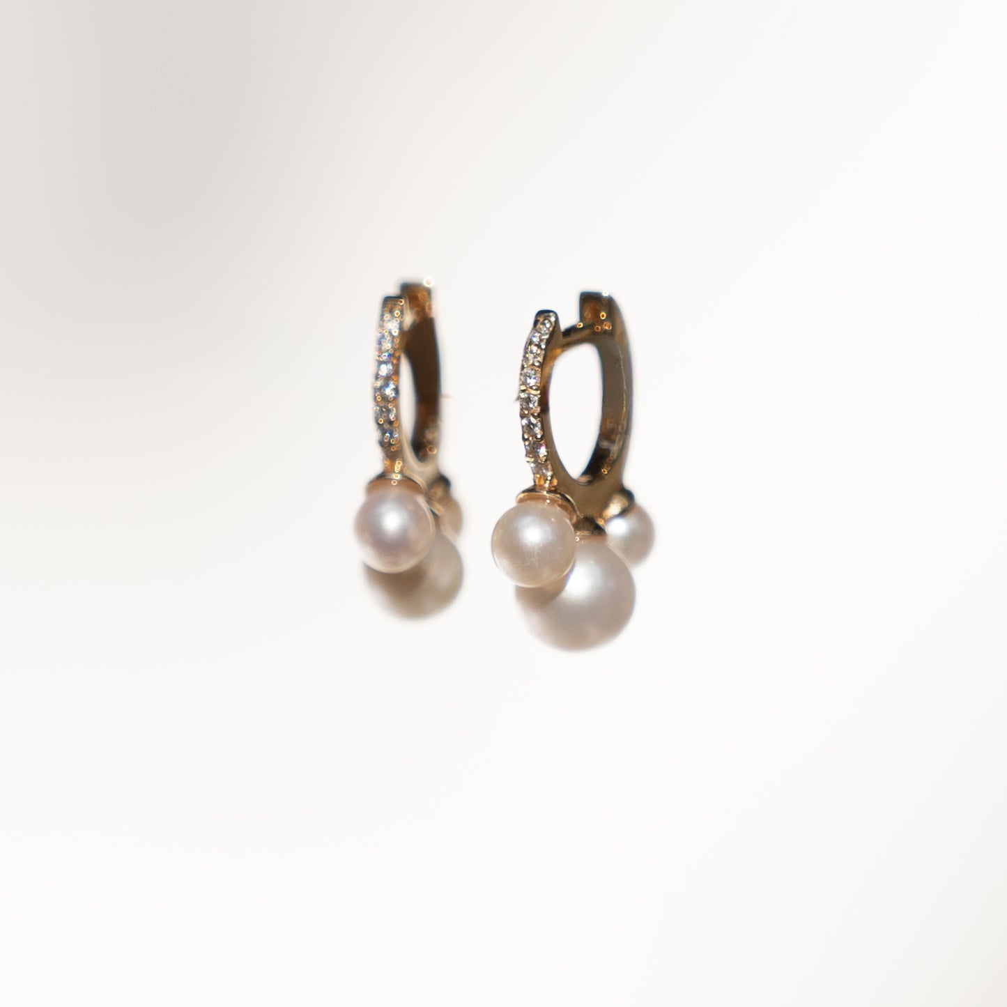 14k Pearl Huggies