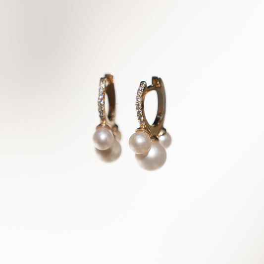 14k Pearl Huggies