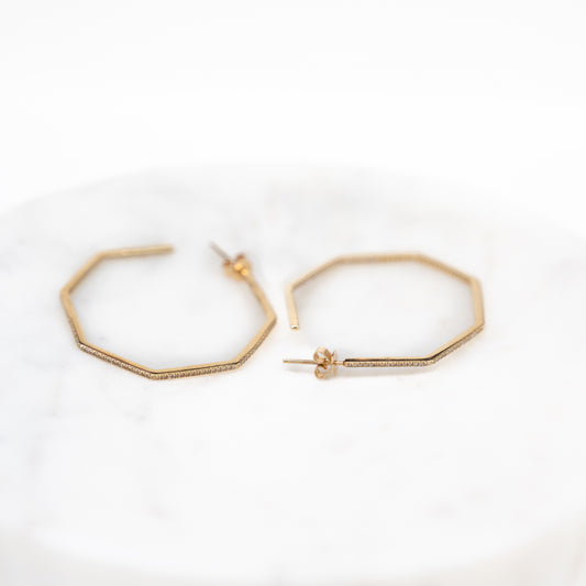 14k Octagon Hoop
