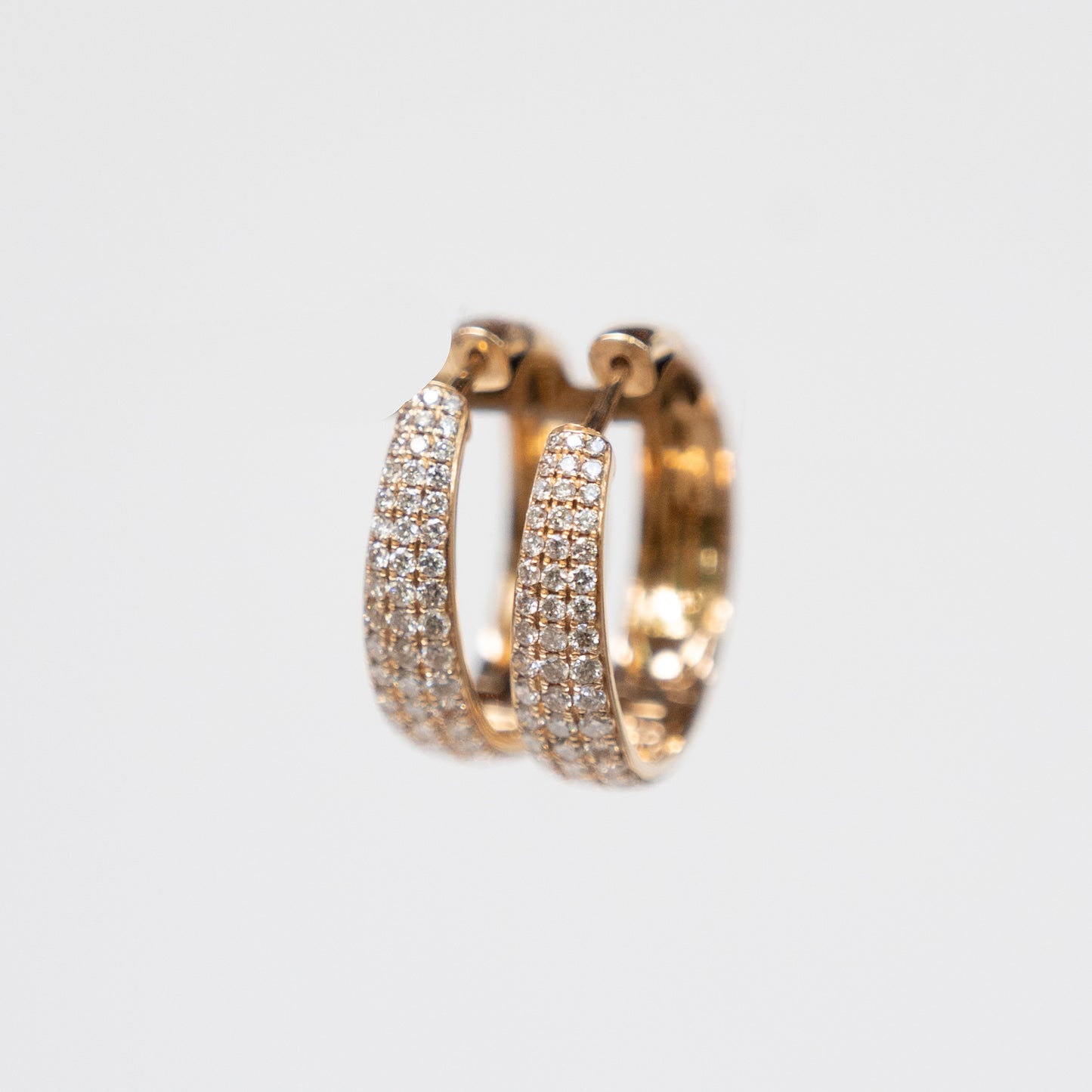 14k Earrings Pave Diamond Small Hoop