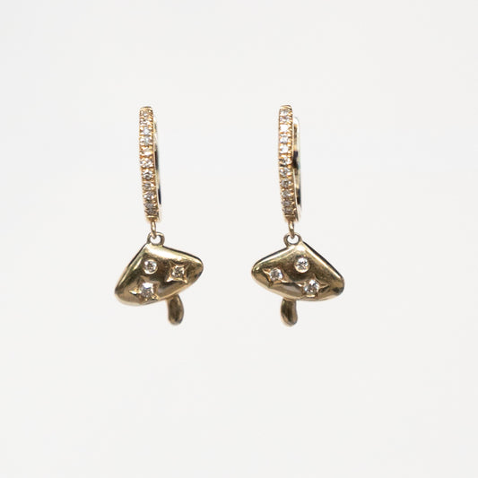 14k Drop Mushroom Huggies