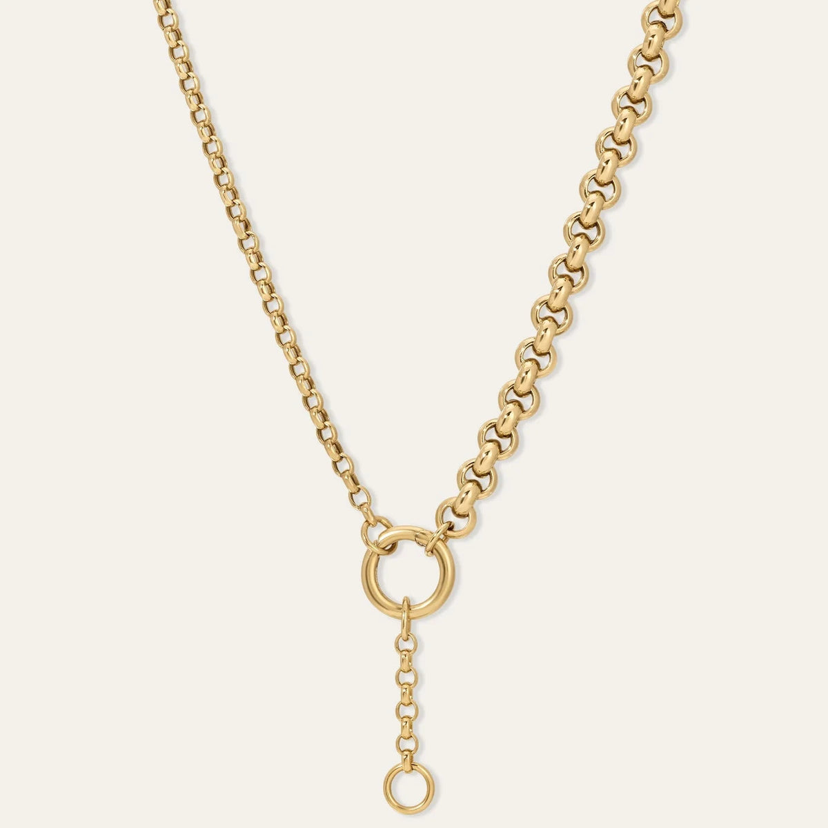 Half & Half Rolo Lariat Necklace