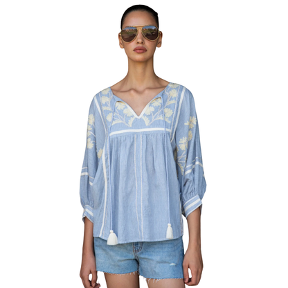 Hyacinth Top - Blue Stripes