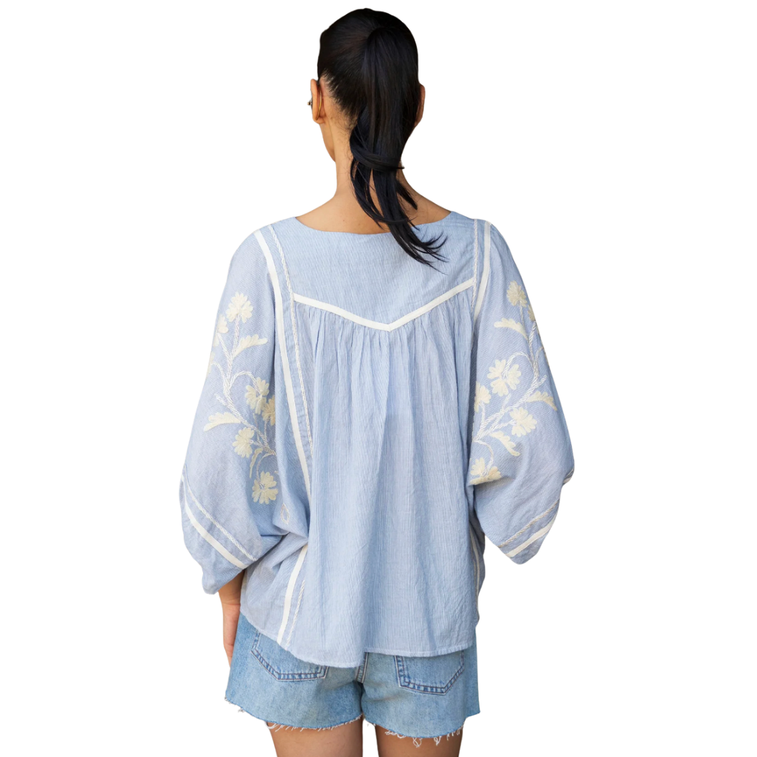 Hyacinth Top - Blue Stripes