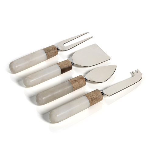 Marble and Wood Cheese Tool - Set of 4