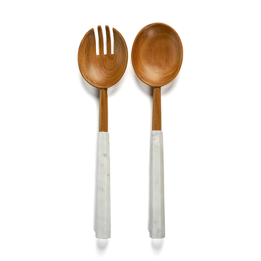 Kenya Wooden and Marble Server Set