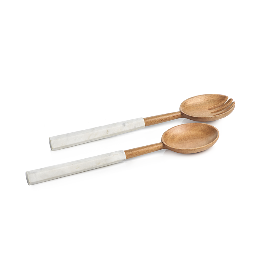 Kenya Wooden and Marble Server Set