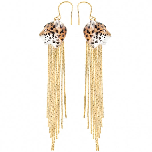 Leopard Fringe Earrings
