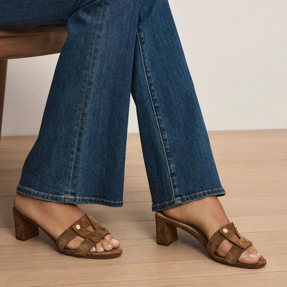 Via Suede Mid-Heel Sandal
