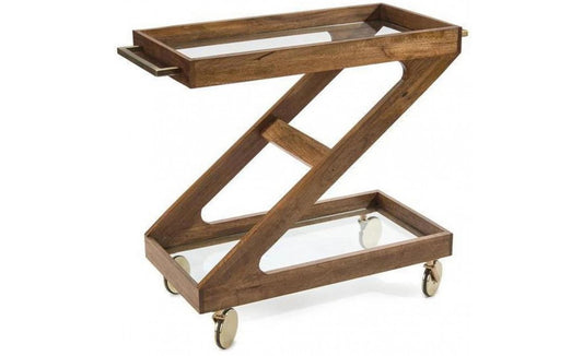 Rolling Wood Bar Cart