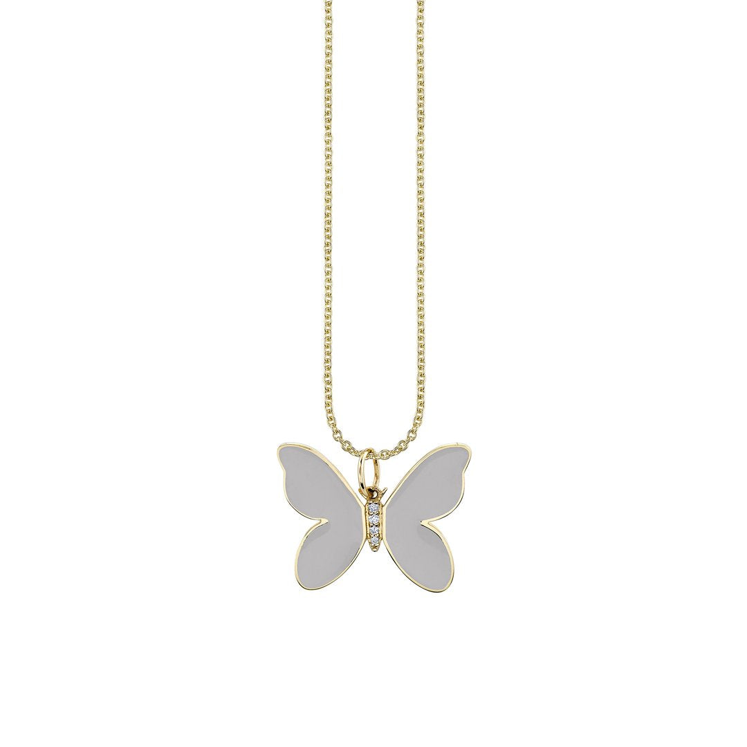 Enamel + Diamond  Butterfly Necklace