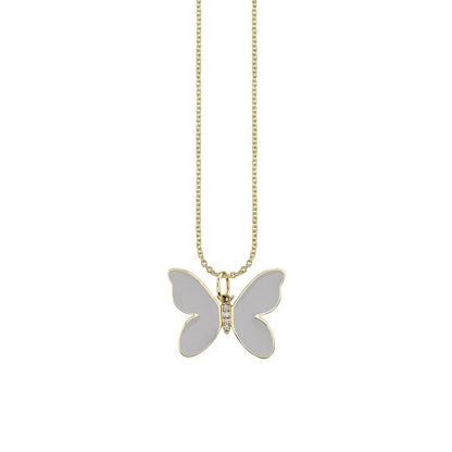 Enamel + Diamond  Butterfly Necklace