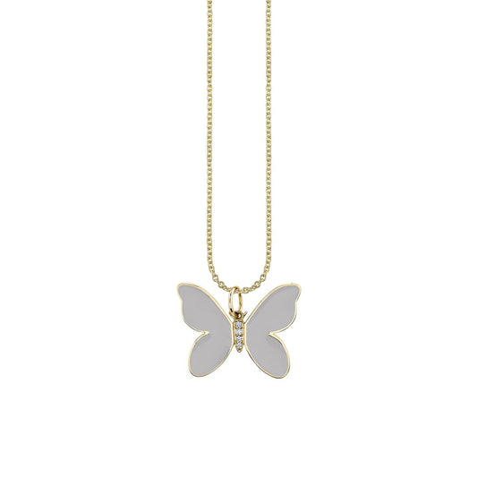 Enamel + Diamond  Butterfly Necklace