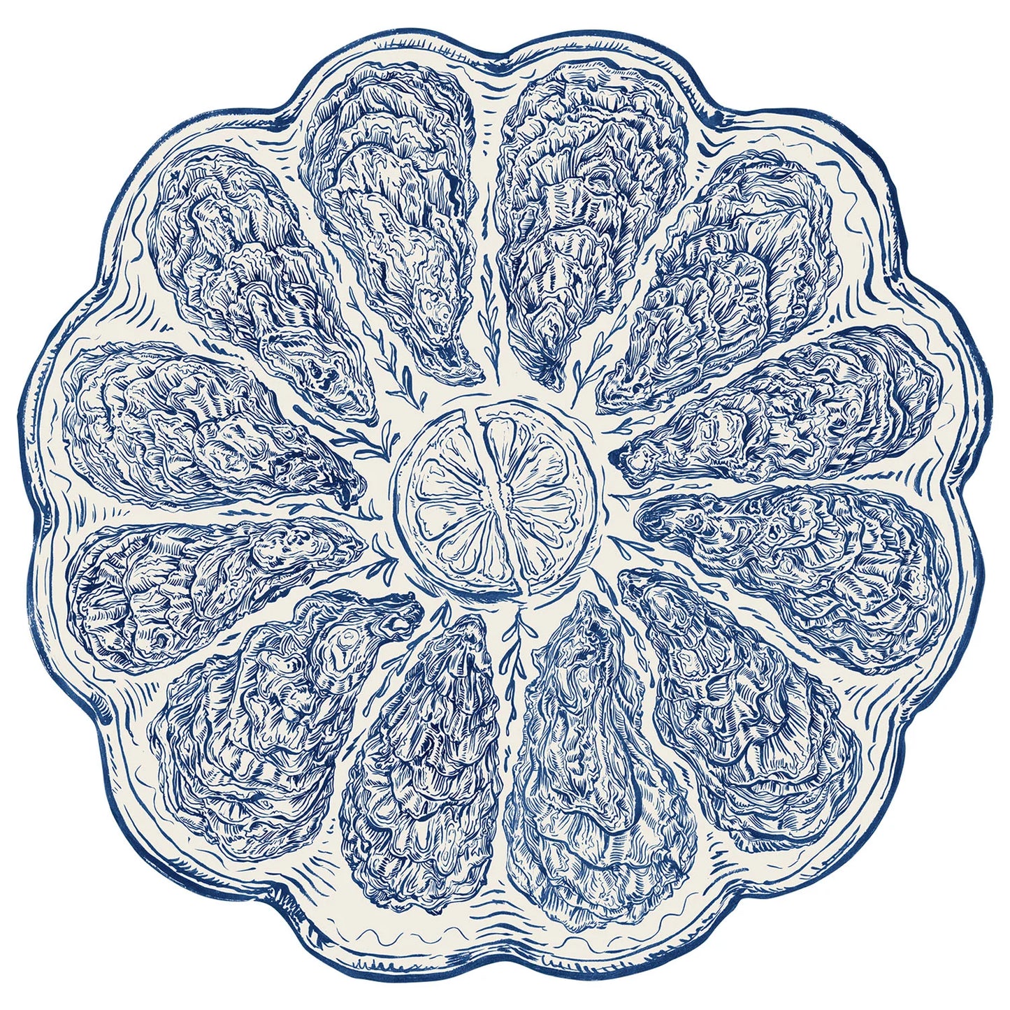 Die-cut Blue Oyster Plate Placemat - 12 Sheets