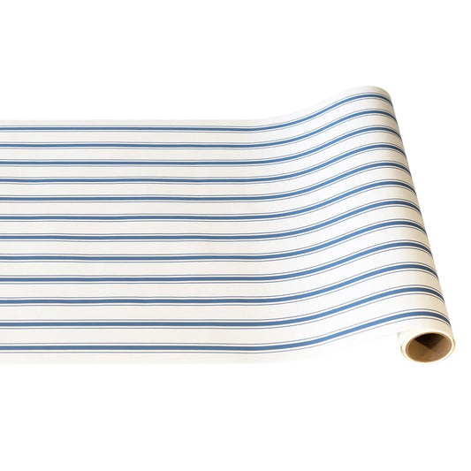 Cornflower Blue Linen Stripe Runner -  20" x 25'
