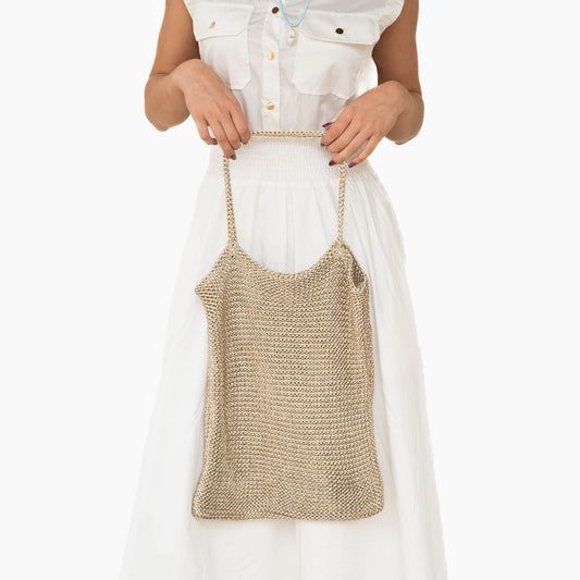 Ketut Metallic Knit Shoulder Bag