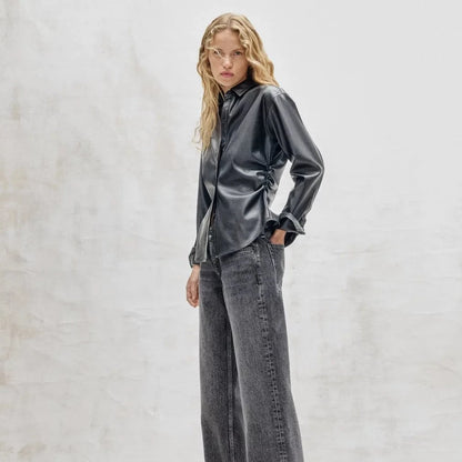 Leah Faux Leather Shirt