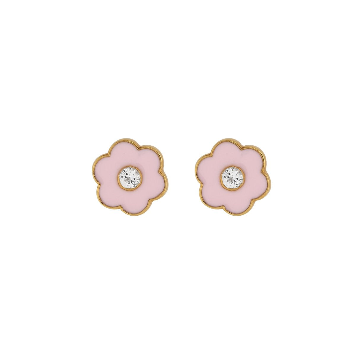 Enamel Stud Earrings - Flower