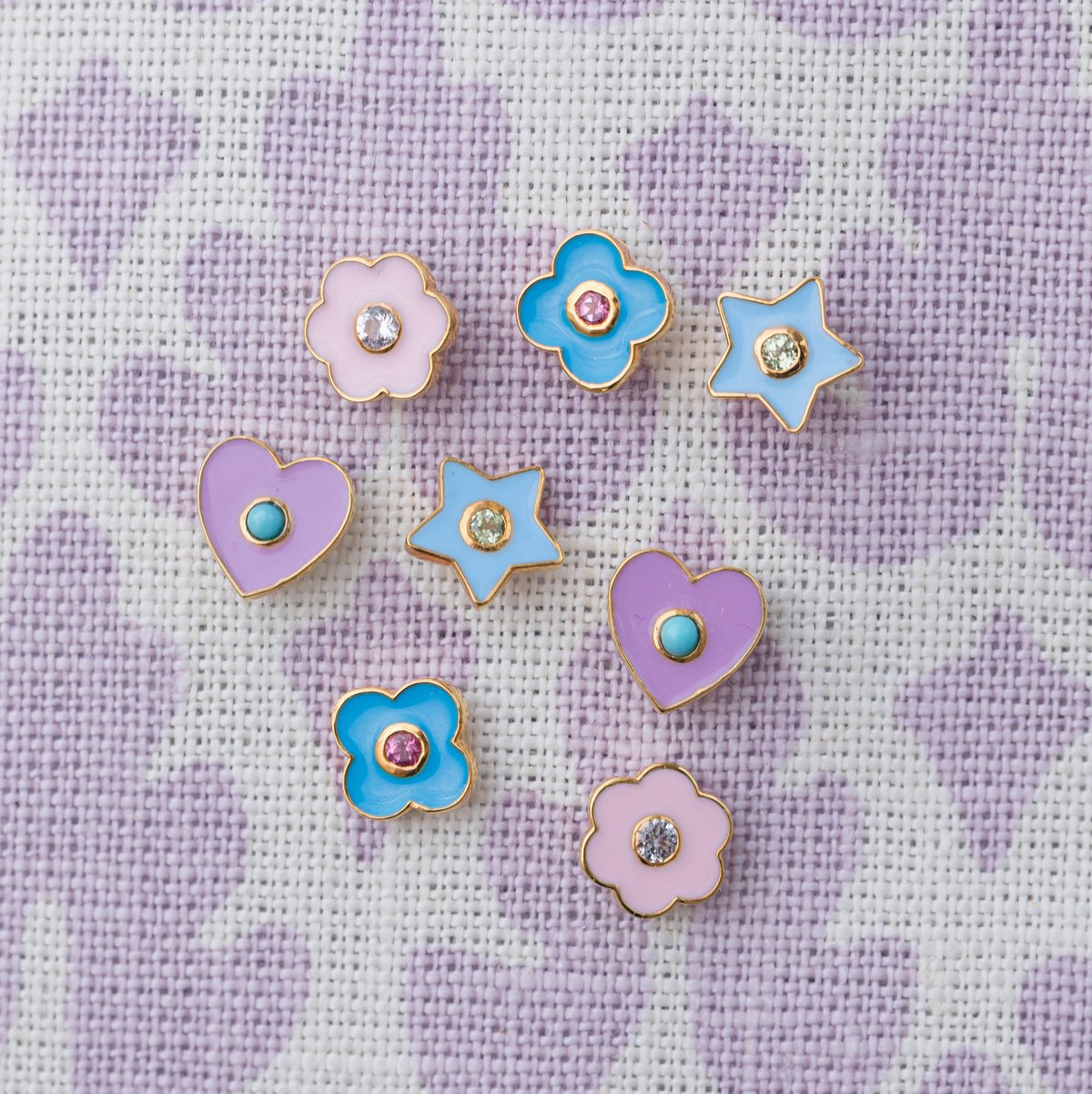 Enamel Stud Earrings - Flower