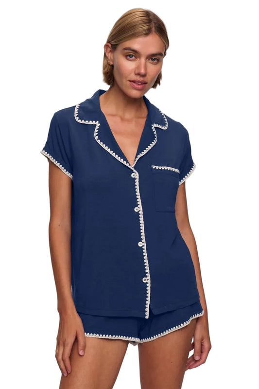 Frida Shortie PJ Set - Navy | Ivory