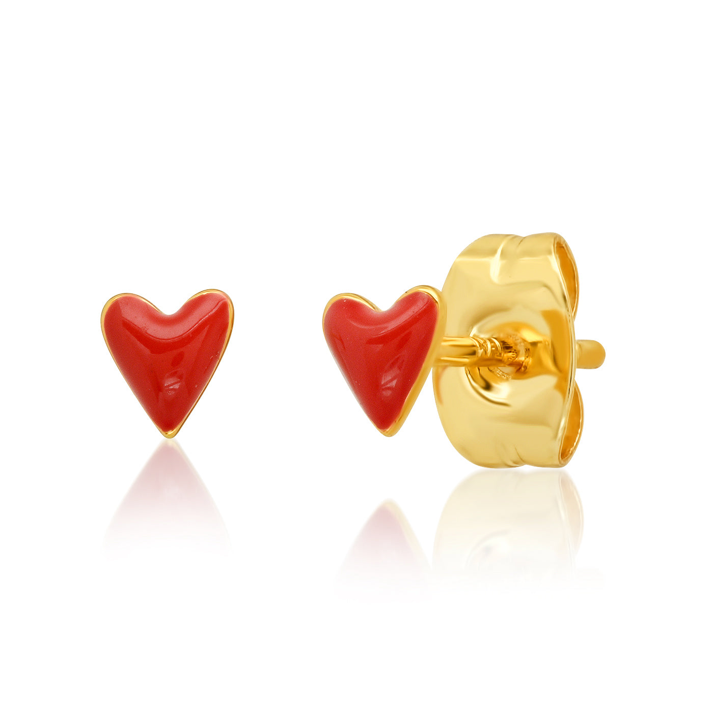 Mini Heart Studs - Red